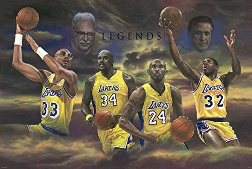 LOS ANGELES LAKERS LEGENDS POSTER Kobe Bryant - Magic Johnson - Karim –  Poster Merchant